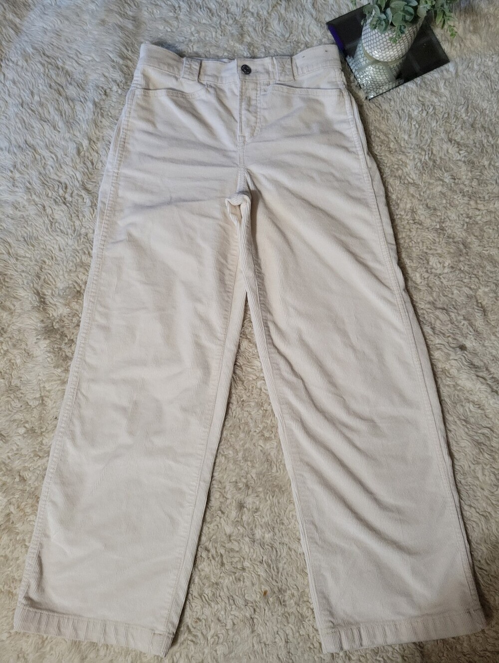 Madewell The Petite Emmett Wide-Leg Pant Corduroy Edition Antique Cream P23